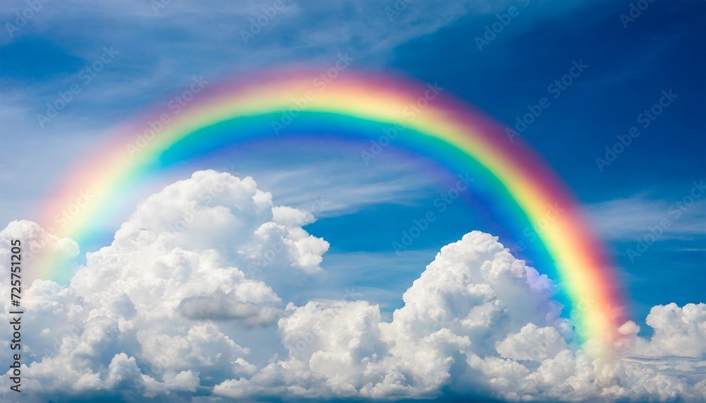 blue sky and clouds and rainbow background