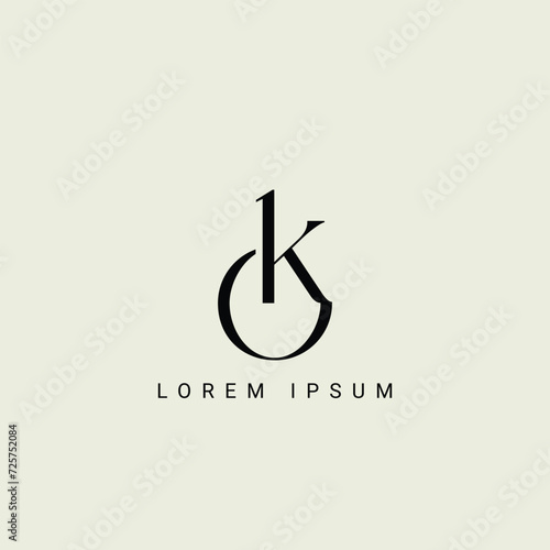  Alphabet KO and OK illustration monogram vector logo template