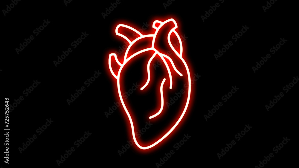 Medical cardiology pictogram. Heart Neon Label. Vector Illustration of Medical Human Health Objects. Medical structure of the neon human heart. Medical cardiology pictogram. Heart Neon Label. Vector Illustration of Medical Human Health Objects. Medical structure of the neon human heart.
