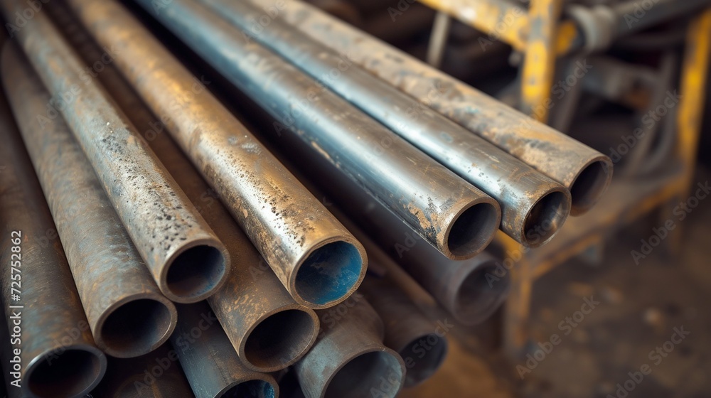 Gleaming Metal Pipes in Industrial Setting. Generative ai Gleaming Metal Pipes in Industrial Setting. Generative ai