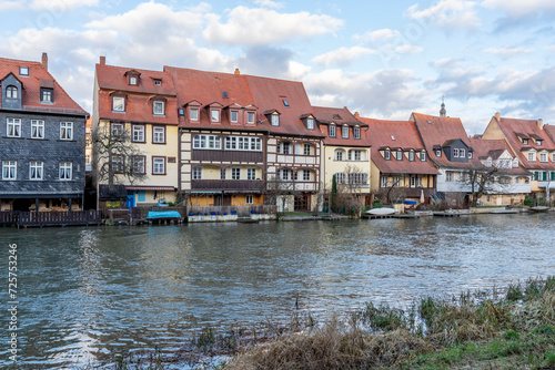 Ansicht von Klein Venedig mit der Regnitz im Vordergrund, Bamberg, Deutschland