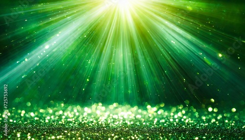 green sparkle rays glitter lights with spotlight bokeh elegant show on stage abstract background dust sparks background spotlight background © Nathaniel