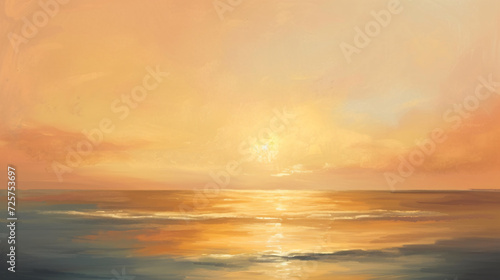 a horizon scene with a peach fuzz color sky © RiskiDwi
