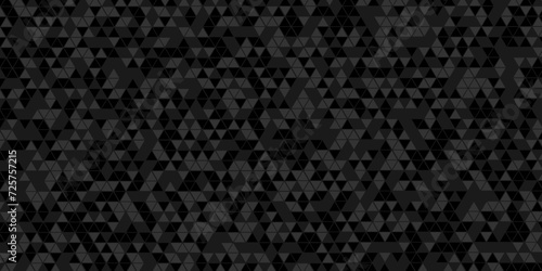 Abstract Black and gray square triangle tiles pattern mosaic background. Modern seamless geometric dark black pattern low polygon and lines Geometric print composed of triangles texture design.