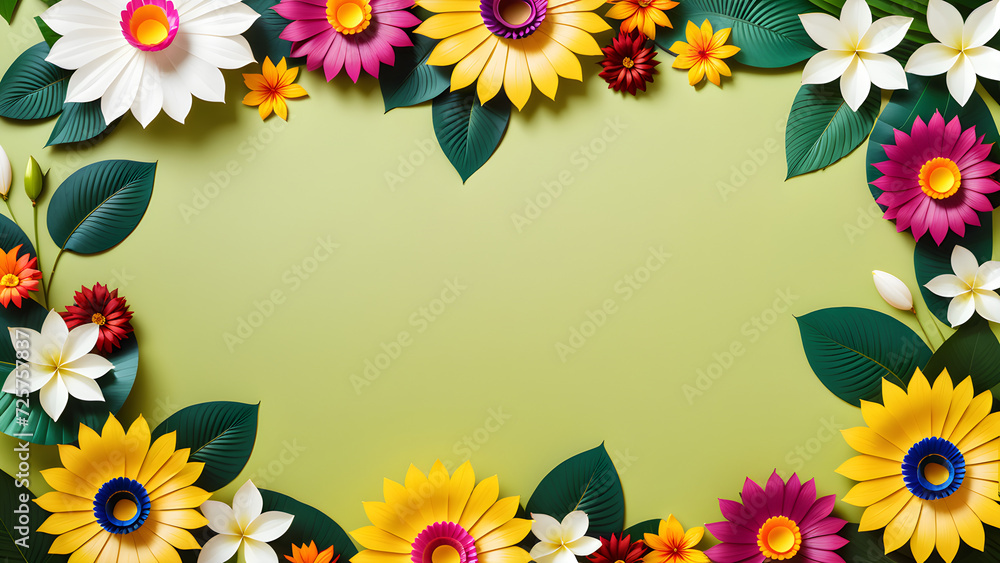 festival holiday design. Decorative flowers flowerbed, copy space, greetings. Happy Events, Message, Poster, banner, Festival Background theme Generative A festival holiday design. Decorative flowers flowerbed, copy space, greetings. Happy Events, Message, Poster, banner, Festival Background theme Generative A