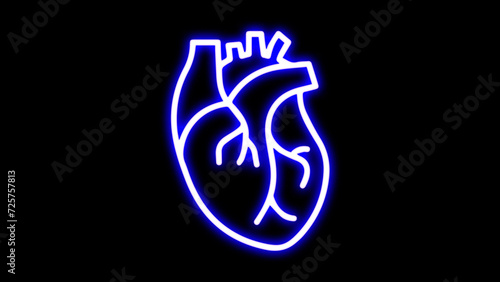 Wallpaper Mural Medical cardiology pictogram. Heart Neon Label. Vector Illustration of Medical Human Health Objects. Medical structure of the neon human heart. Torontodigital.ca