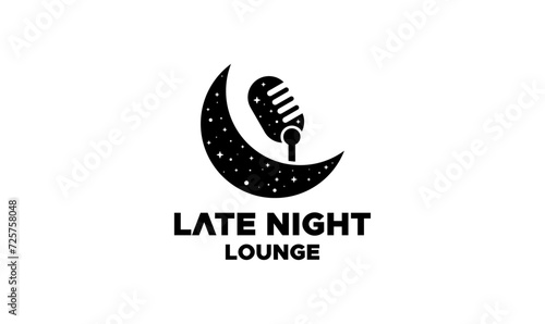 Microphone logo design with the moon, MIC LOGO, PODCAST LOGO, night logo, moon logo, mic logo with the moon, moon logo with mic, logo design

