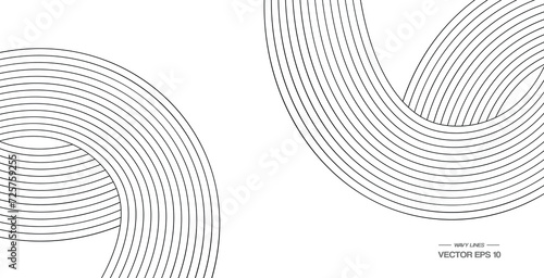 black and white curved line stripe mobious wave abstract background photo