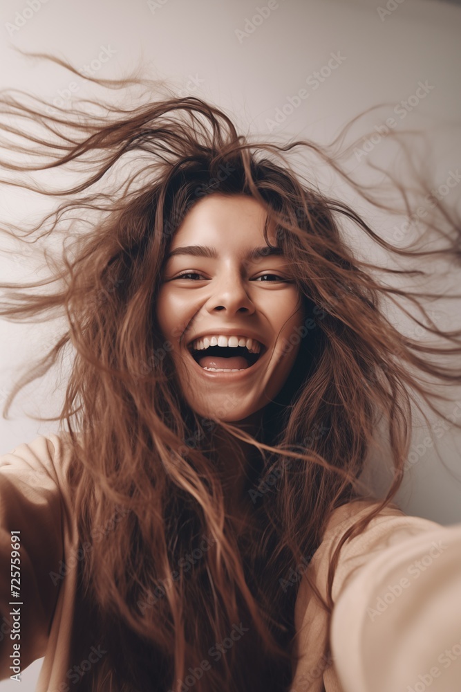 Young happy woman. Generative AI Young happy woman. Generative AI