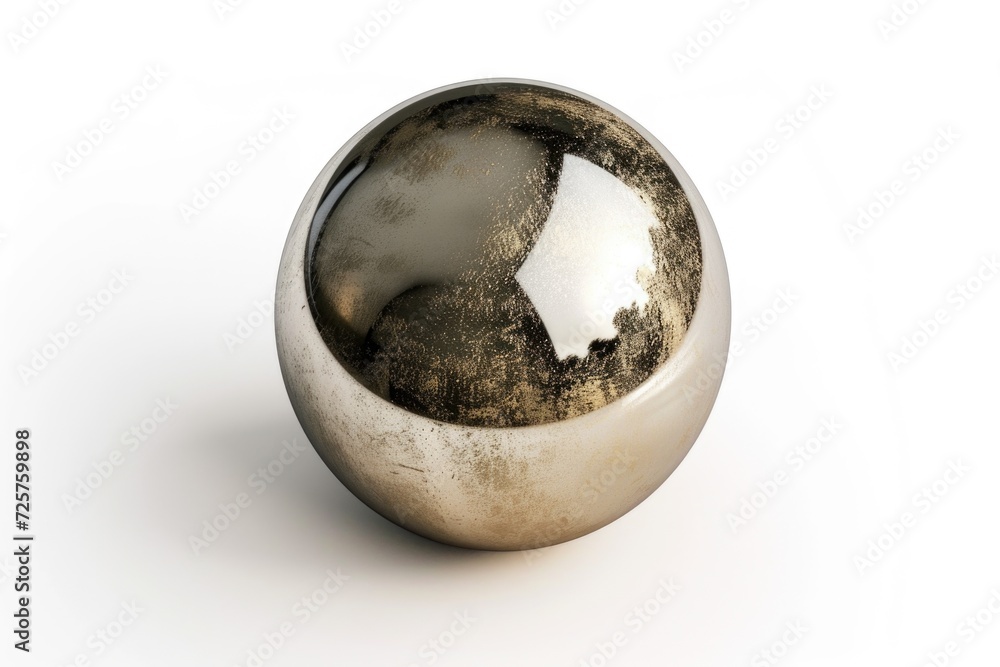 A silver ball with a map of the state of New York inside. Suitable for various uses