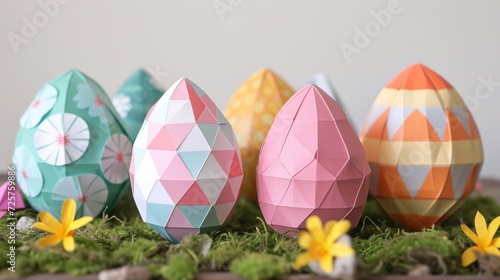 Paper Easter eggs collection. Generative AI