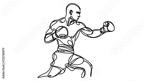 Sporty man boxer. One line art. Boxer or fighter make a beat punch with hand. Sport concept. Vector illustration © artisttop