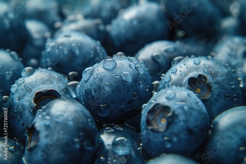 A close-up view of a bunch of fresh and juicy blueberries. Perfect for food and nutrition-related projects