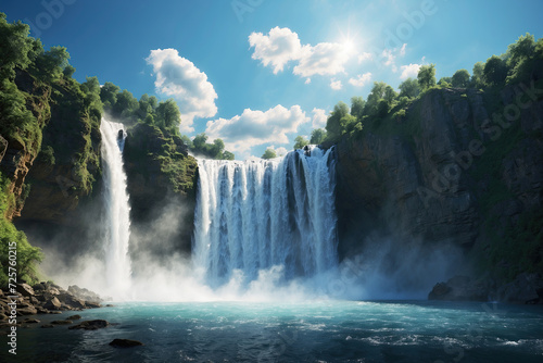 Beautiful landscape of a waterfall. 