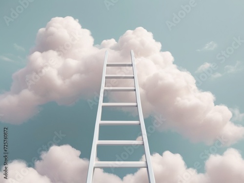 Ladder to the sky. Step ladder leading in cloud computing concept
