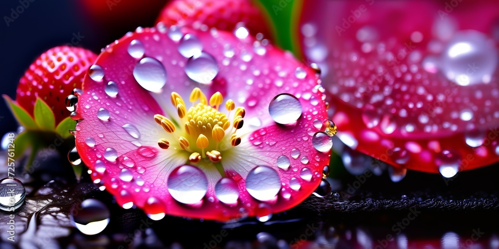Morning dew on the beautiful flower plant, spring macro photography