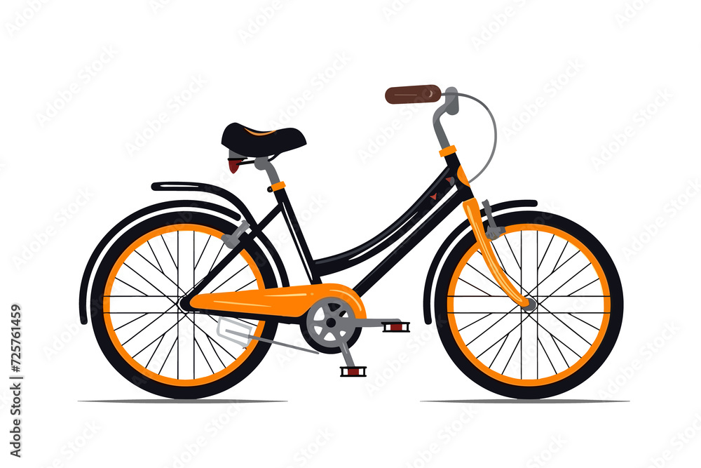 Bicycle on white or transparent background, flat illustration. AI Generated. Bicycle on white or transparent background, flat illustration. AI Generated.
