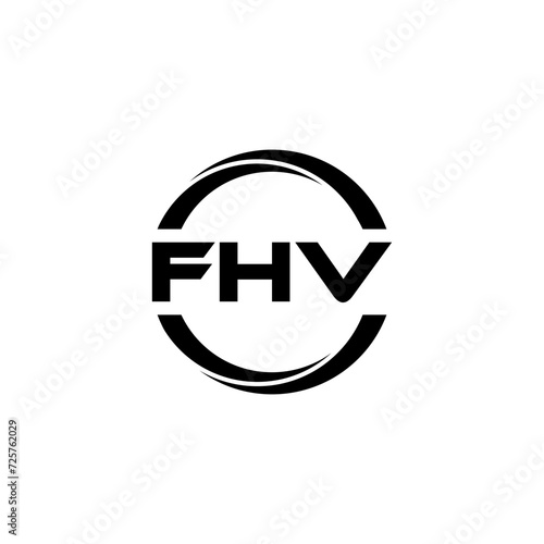 FHV letter logo design with white background in illustrator, cube logo, vector logo, modern alphabet font overlap style. calligraphy designs for logo, Poster, Invitation, etc. photo