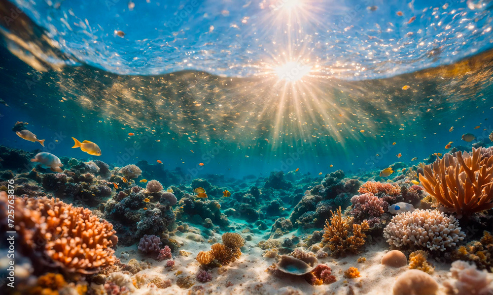 Obraz premium shells and starfish on the seashore. Selective focus.