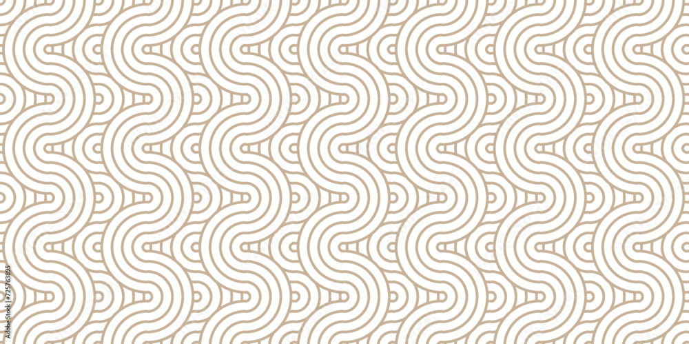 Modern diamond geometric waves spiral pattern abstract circle wave lines. Brown seamless tile stripe geomatics overlapping create retro square line backdrop pattern background. Overlapping Pattern.