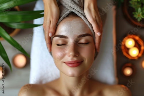 Close-up of cosmetologist making rejuvenating face procedures for woman client in spa or salon. Cosmetology concept. Aesthetic cosmetology  face care. Girl