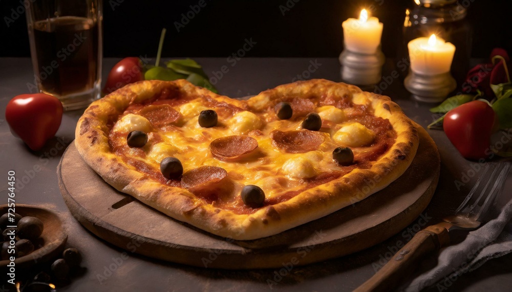 Heart-shaped Pizza for a Romantic Dinner Heart-shaped Pizza for a Romantic Dinner