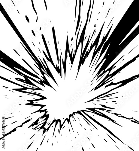 Comic scene of radiant power blast action effect drawing lines,  isolate with white background generate AI