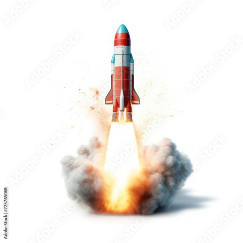 Rocket launch isolated on white created with Generative AI