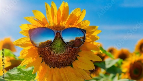 Sunflower Wearing Sunglasses Macro Shot