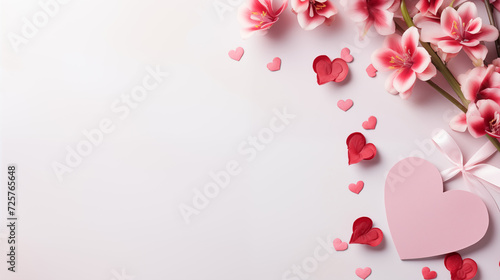 Walentynkowe minimalistyczne tło - szablon w serca. Grafika na baner o miłości dla zakochanych. Czerwone tło - kocham Cię na 14 lutego