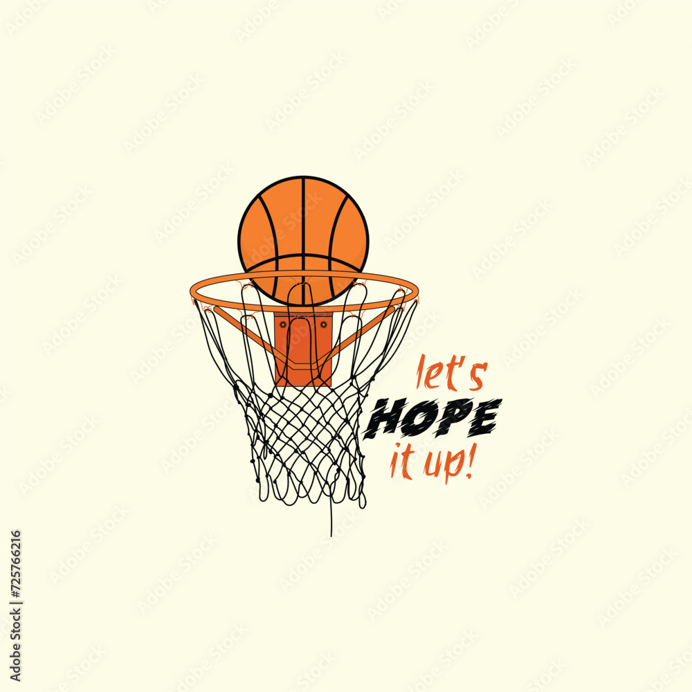 Swish basketball and hoop or net vector design with minimal style