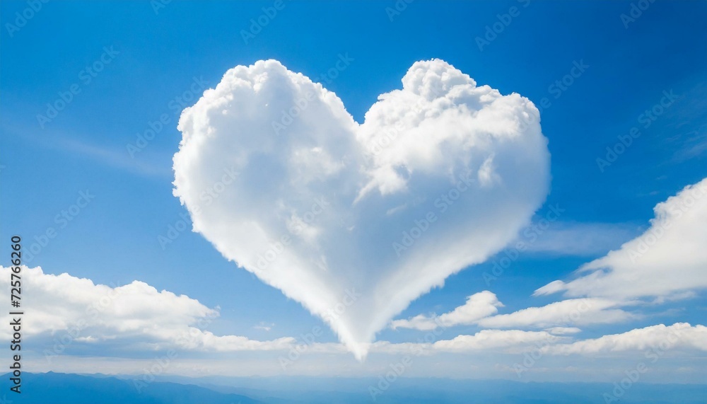 Heart shaped cloud on a blue sky 