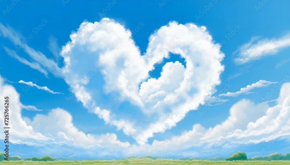 Fototapeta premium Heart shaped cloud on a blue sky