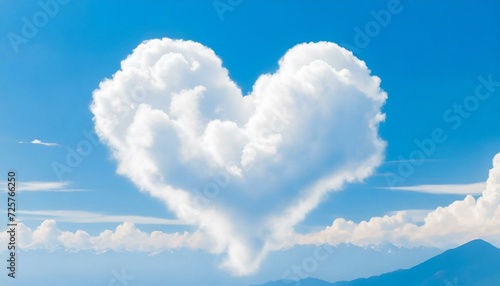 Heart shaped cloud on a blue sky. Valentine's day concept.	
