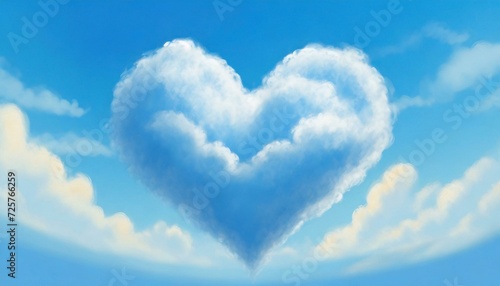Heart shaped cloud on a blue sky. Valentine's day concept. 
