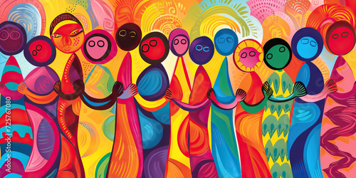 Ethnic Harmony: A Vibrant Image Symbolizing Harmony and Unity Among People of Different Ethnicities, Advocating for Racial and Ethnic Equality in Society
