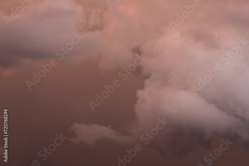 beautiful pink, thunderclouds in the sky. The sky before the storm