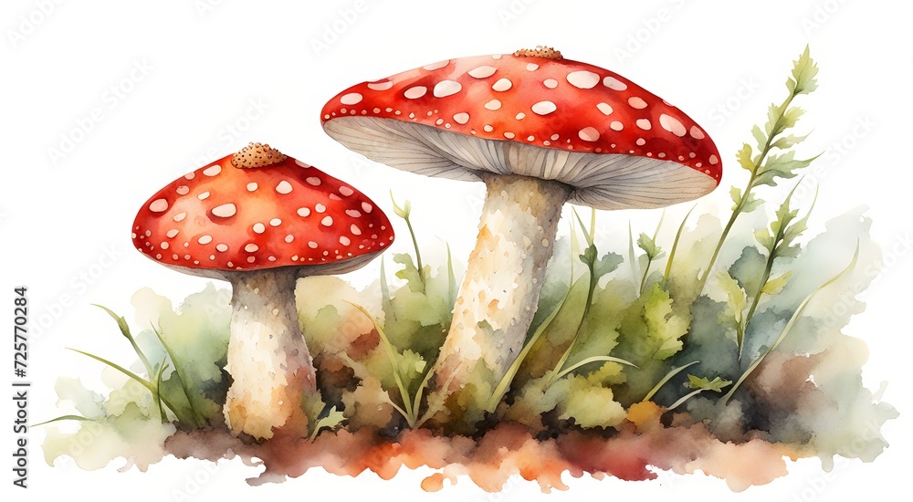 Obraz premium Red fly agaric watercolour