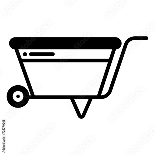 Wheelbarrow glyph and line vector illustration