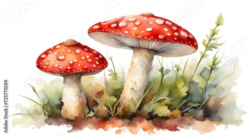 Red fly agaric watercolour
