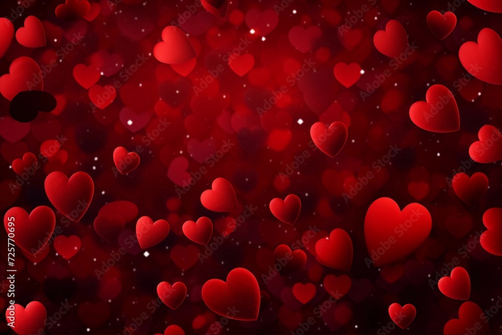 Background of big and small red hearts