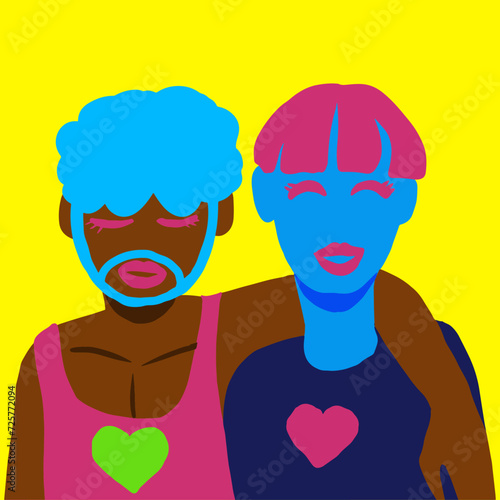 LGBT two person with heart on shirt