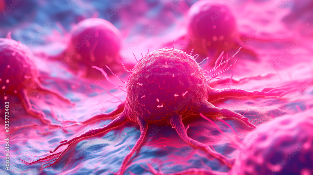 Cancer cells or tumors, highlighting medical concepts of tumor biology and treatment.
 - obrazy, fototapety, plakaty 