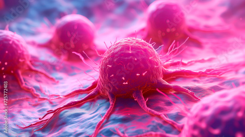 Cancer cells or tumors, highlighting medical concepts of tumor biology and treatment.
 photo