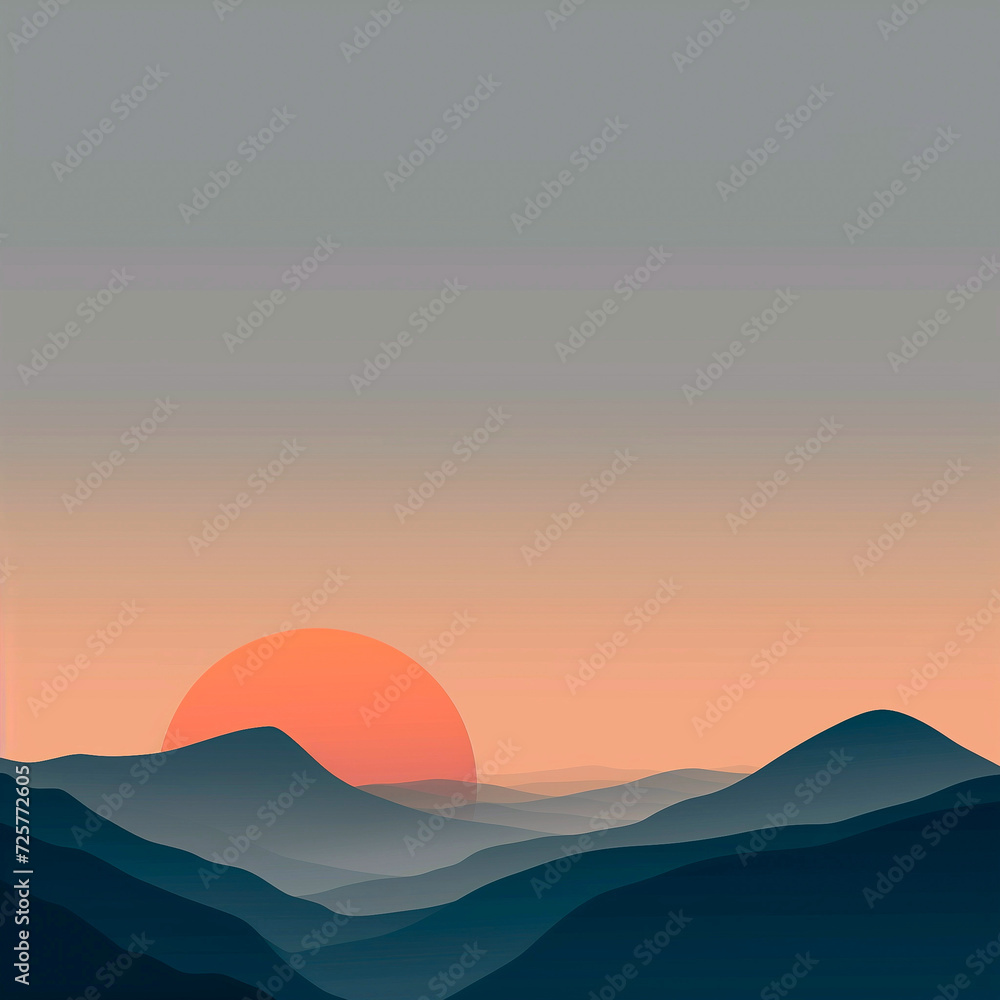 Red sunset in mountains Red sunset in mountains