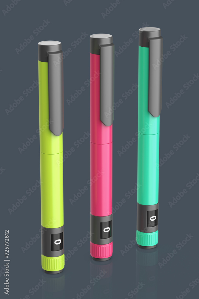 Three different insulin injector pens