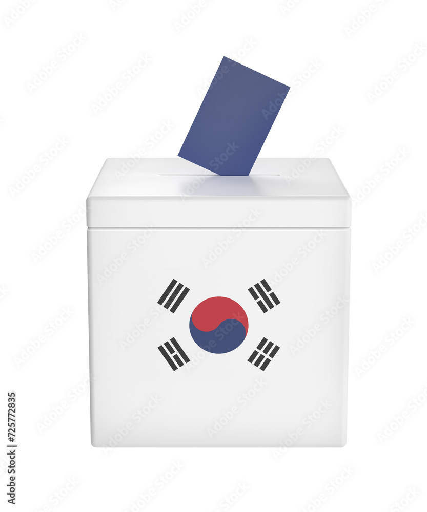 Ballot box with national flag of the Republic of Korea Ballot box with national flag of the Republic of Korea