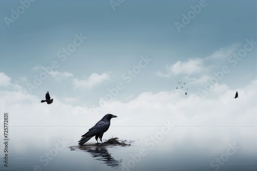 crow on the sae lake  photo
