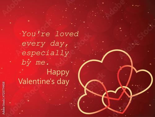 Vector of Happy Valentines Day with blinking heart and red background design.	
