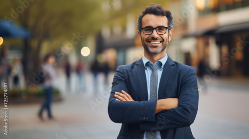 Business manager smiling happy with arms crossed gesture